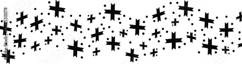 Abstract Black Plus Sign and Dot Pattern Wavy Border with Subtle Movement