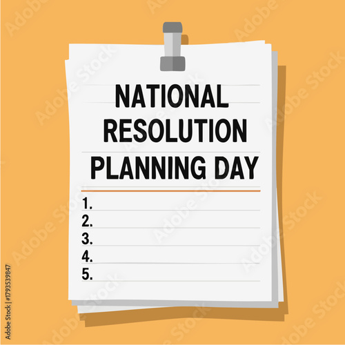 National Resolution Planning Day on a notepad with a clip.