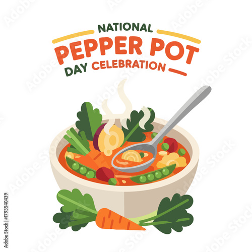 National Pepper Pot Day Celebration with a bowl of delicious soup.