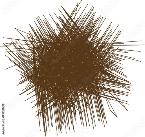 Abstract intricate web of brown lines on a clear white canvas