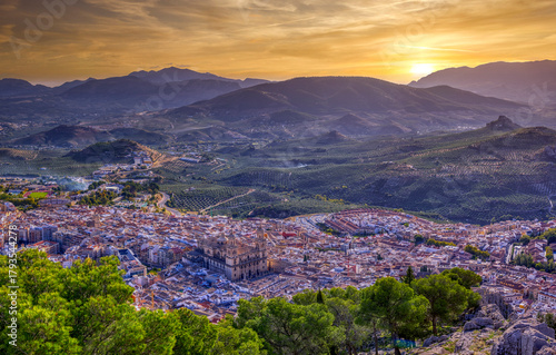 Panoramic view of Jaen with its cathedral.