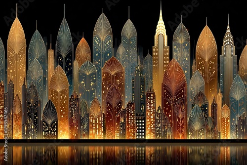 Feathered Art Deco Skyline Glow