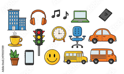 Collection of various icons and objects