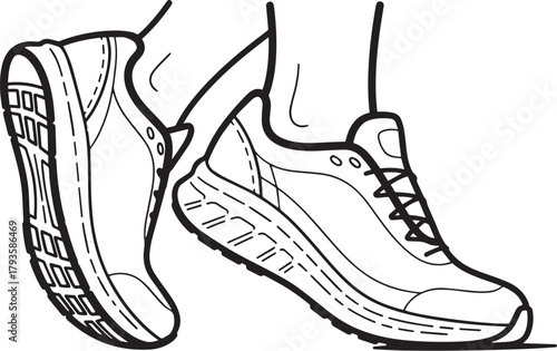 Close-up illustration of athletic shoes with laces, highlighting the texture and design of footwear for sports activities