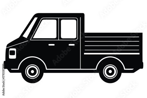 mini truck vector icon silhouette