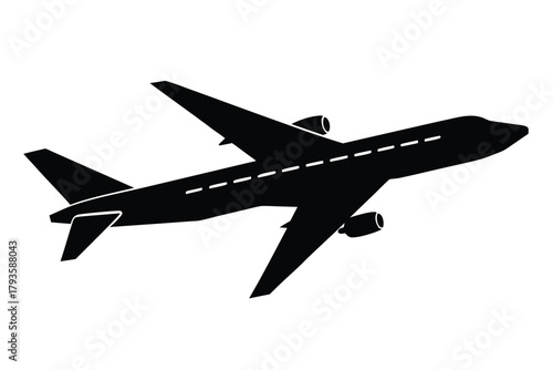 commercial aircraft vector icon silhouette