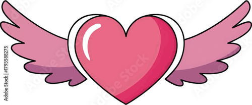 Heart with Wings Illustration Symbol of Love and Freedom - Perfect for Romantic Designs