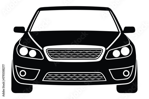 car front view vector icon silhouette