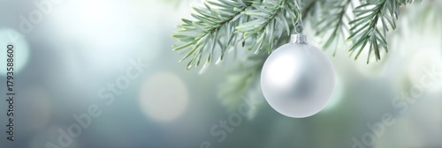 White ornament hanging from a tree branch
