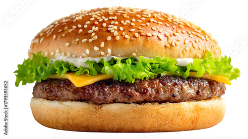 Fototapeta Naklejka Na Ścianę i Meble -  Classic Cheeseburger, isolated on transparent background