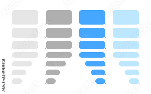 Message smartphone template. Mobile chatting sms app template bubbles. Message bubbles chat on smartphone icons. Phone chatting sms template bubbles. Isolated smartphone mockup. Stock vector.
