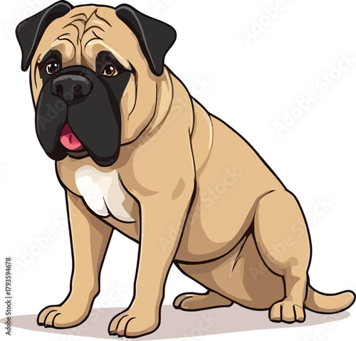 Cute cartoon a illustrator vector English mastiff