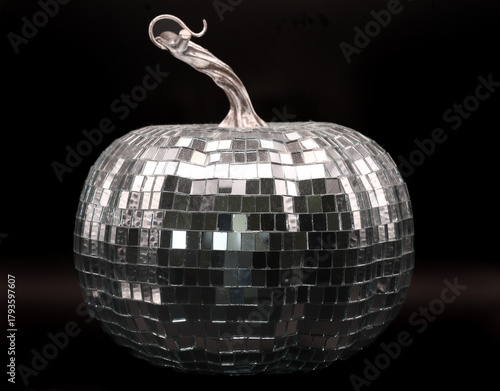Unique Disco Ball Pumpkin Decoration on Dark Background
