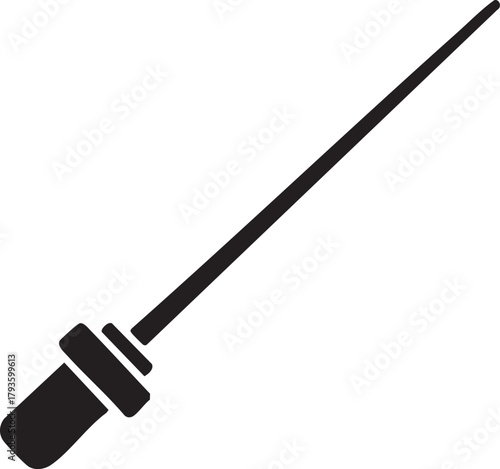 A sharp pointed tool with a thick handle in a black silhouette