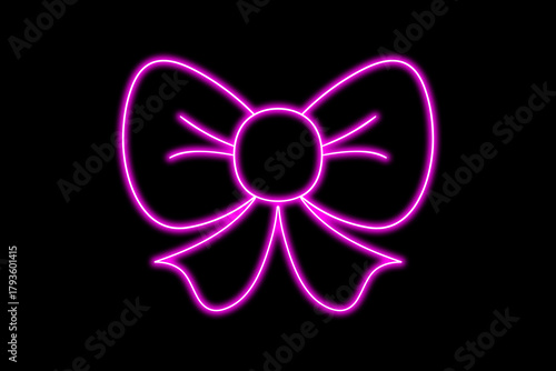 Vibrant Neon Purple Bow Outline on Dark Background