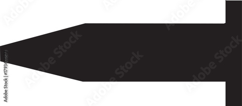 A sharp pointed object with a flat end in a stark black silhouette