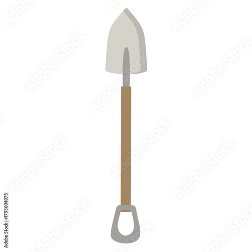 Isolated gardening shovel and small metal trowel on a white background