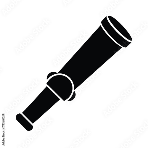 Monocular Spyglass Black Silhouette Vector Illustration