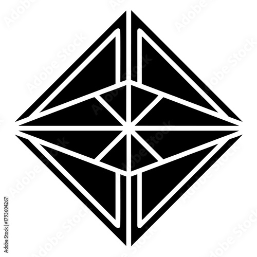 Abstract geometric Star of David vector icon design, black diamond decoration sign, star shape pattern element set