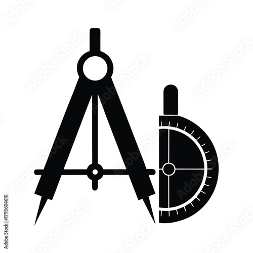 Drafting Instruments Silhouette Vector Illustration