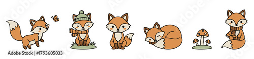 Cute little foxes set