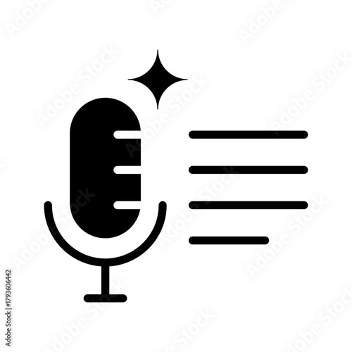 Voice-to-text typing flat icon speech recognition
