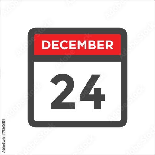 December 24 calendar icon - day of month