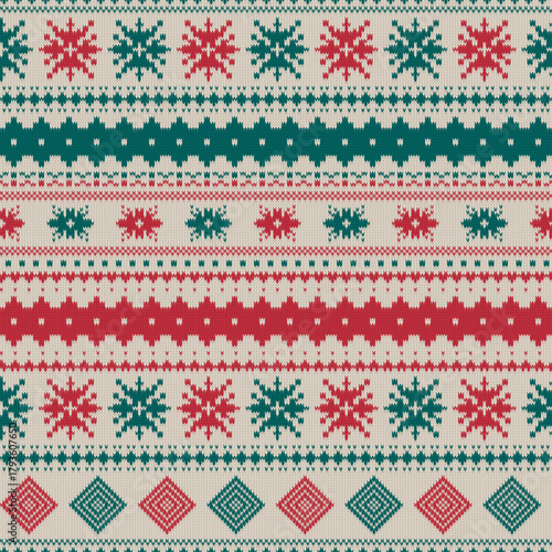 Knitted Seamless Pattern Christmas Sweater Texture