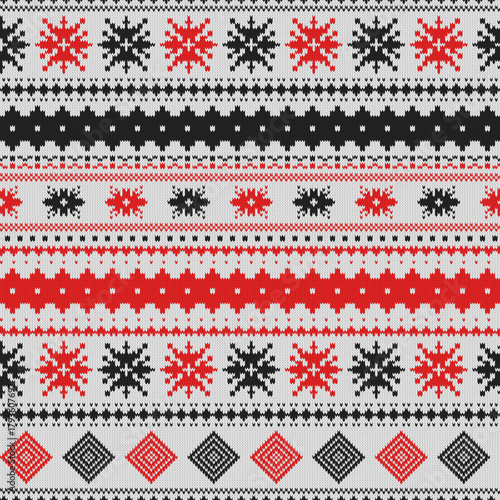 Knitted Seamless Pattern Christmas Sweater Texture