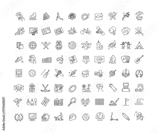 Leisure and pastime activities icons