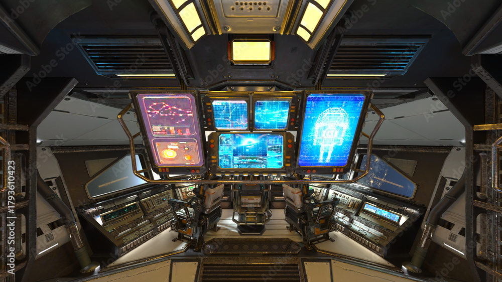 Fototapeta premium 宇宙船内の風景 3DCGレンダリング