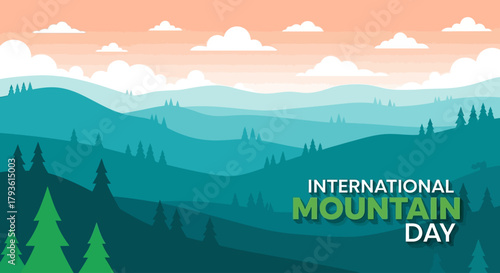 International Mountain Day Illustration Celebrate Nature Eco Friendly Travel