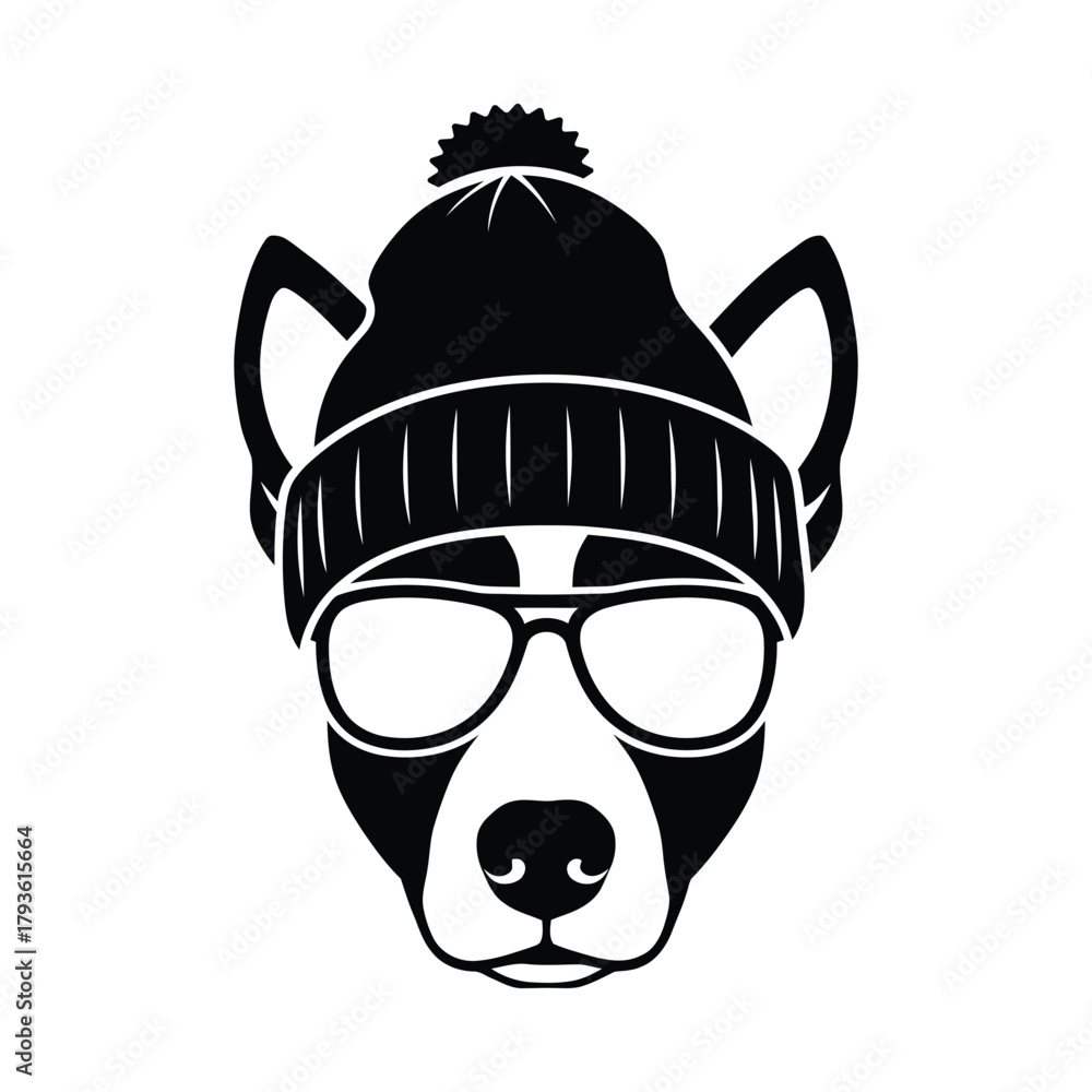 Fototapeta premium dog with winter cap and sunglass vector illustration 1.eps