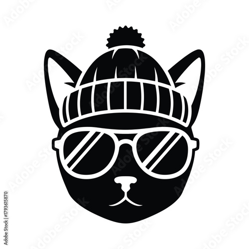 dog with winter cap and sunglass vector illustration.eps