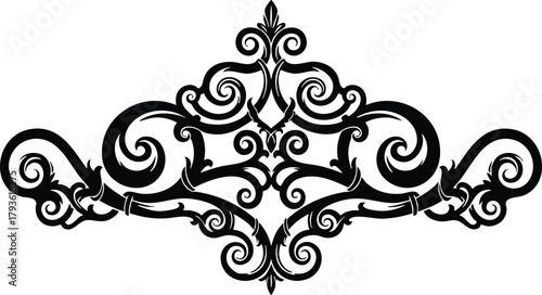 Ornate black vintage ornamental design vector with intricate swirling floral motifs for decorative use and artistic projects 