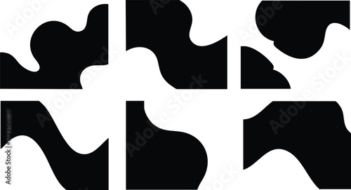 Abstract black and white geometric shapes vector illustration with smooth curves and sharp edges for design and decoration purposes 