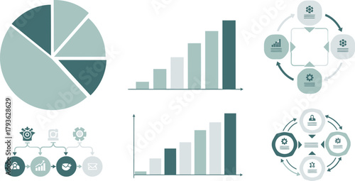 Collection of business infographics and charts for data visualization and analysis
