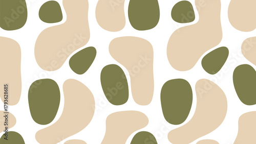 Abstract organic shapes pattern with earthy tones in a seamless repetition