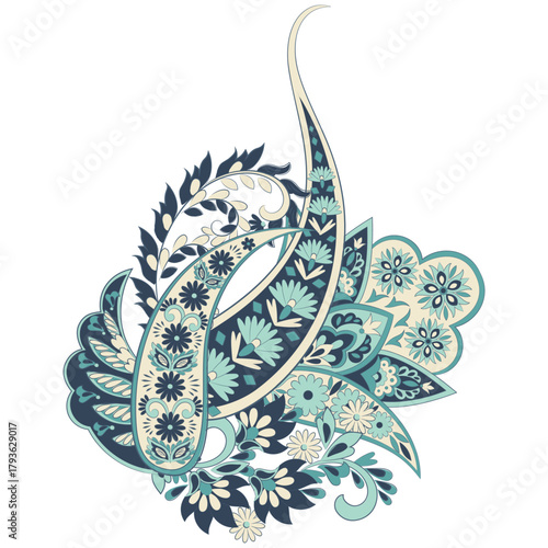 Vector paisley pattern. Vintage flowers Decorative ornament card, invitation, web design