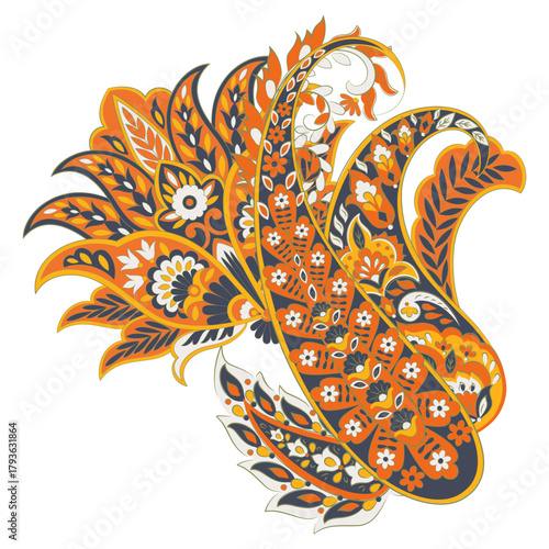 Paisley Floral oriental ethnic Pattern. Vector Damask Ornament