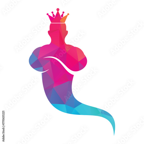 king genie logo vector illustration. Crown jin logo
