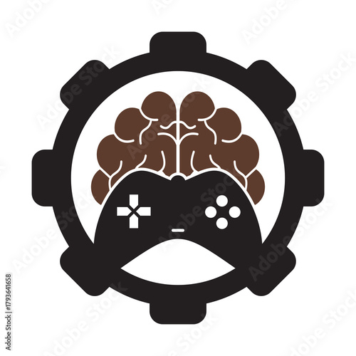 Brain game gear shape concept logo vector illustration.