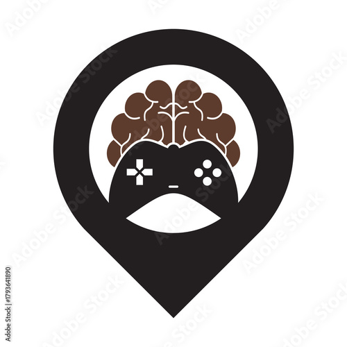 Brain game gps shape concept logo vector illustration.
