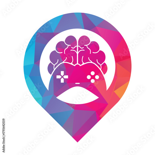 Brain game gps shape concept logo vector illustration.