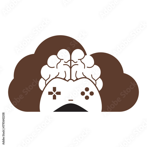 Brain game cloud shape concept logo vector illustration.