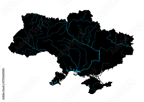Vector drawing. Map of Ukraine