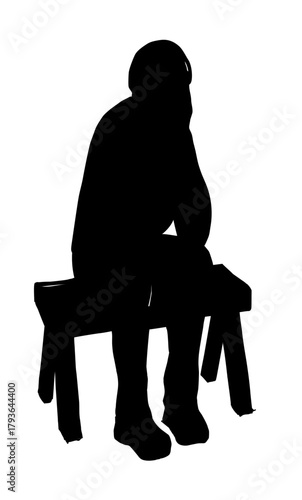 Vector drawing. Old sad man