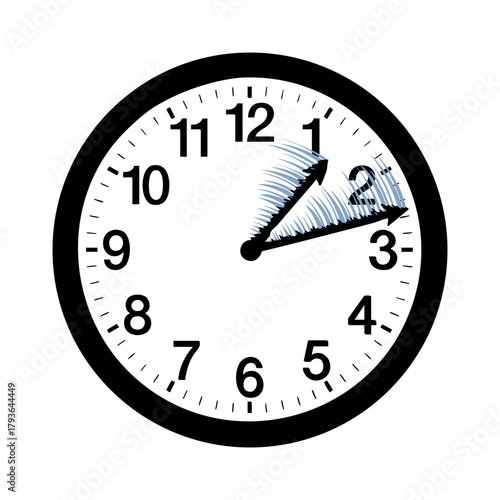 Vector drawing. The hands of a clock flutter in the wind.