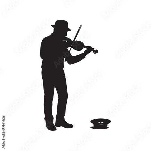 violin player silhouette on white