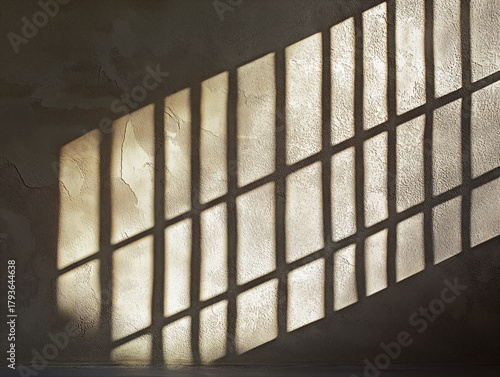 Wallpaper Mural Diagonal Grid Shadows Cast Across Textured Wall — Minimalist Symbolism of Confinement and Isolation Torontodigital.ca